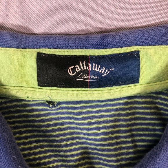 Callaway Collection Polo Men's Size Medium Button Green/Blue Egyptian Cotton - Picture 4 of 6